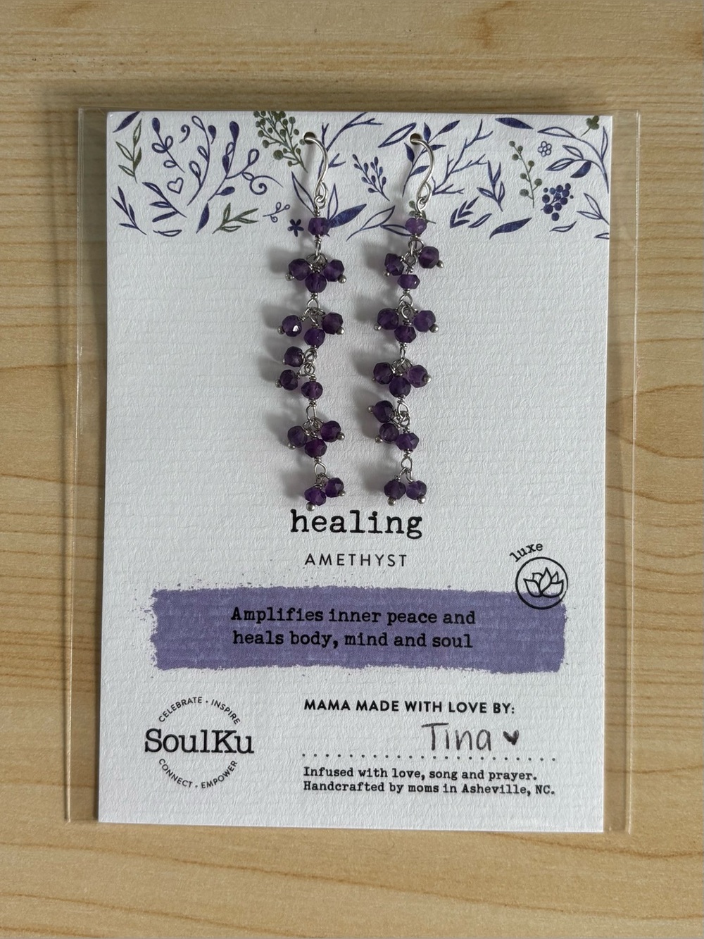 Soulku Amethyst Sterling Silver Drop Earrings